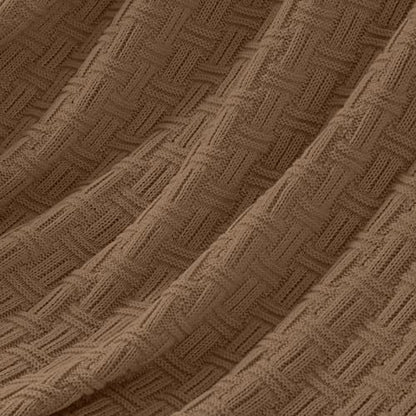 RUDONG M Light Brown Cotton Cable Knit Throw Blanket, Cozy Warm Knitted Couch Cover Blankets, 60 x 80 Inch - color: Light Brown, size: Twin(60" x 80")