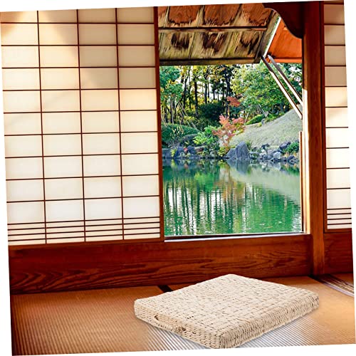 PRETYZOOM Yoga Meditating Mat Home Meditating Cushion Seating Ground Mat Straw Woven Seat Floor Pad Decorative Cushion