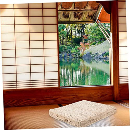PRETYZOOM Yoga Meditating Mat Home Meditating Cushion Seating Ground Mat Straw Woven Seat Floor Pad Decorative Cushion