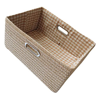 Cabilock 1pc Folding Storage Box with Handle for Room Organization Beige Storage Basket for Home Bedroom Laundry and Living Spaces