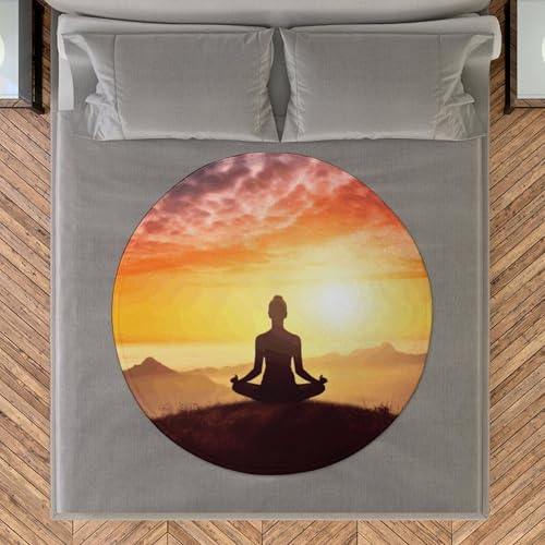 Extra Large Soft Flannel Throw Blanket Yoga Meditation Round Beach Blanket Circular Tapestry Meditation Mat Picnic Rug for Living Room Couch Bed Chair Dorm