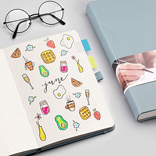 EMSHOI Dotted Notebook - 256 Pages A5 Dotted Grid Journal Notebook,120gsm Thick Paper,16 Perforated Pages, Smooth PU Leather, Inner Pocket,5.75'' × 8.38''-GrayBlue - color: GrayBlue, size: A5-Dotted