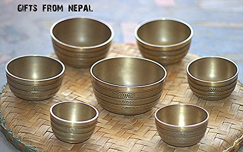 Chakra Healing Tibetan Hammered Himalayan Singing Bowl Set of 7 Meditation Bowls Hand Bowls from Nepal
