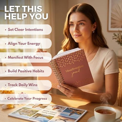 Manifestation Journal for Women | Guided 369 Method & Undated 90-Day Planner for Intentional Goal Setting - Pink - color: Pink
