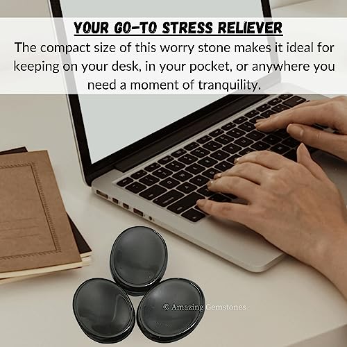 Amazing Gemstone Black Obsidian Worry Stone, Healing Crystals - Piedra Crystal Fidget for Gift, Meditation, Calming, Relaxation, Stress Relief - color: Black Obsidian