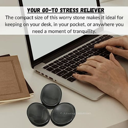 Amazing Gemstone Black Obsidian Worry Stone, Healing Crystals - Piedra Crystal Fidget for Gift, Meditation, Calming, Relaxation, Stress Relief - color: Black Obsidian