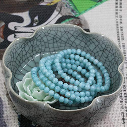 Natural Gemstone 6mm Round Beads Stretch Bracelet 7 Inch - color: Blue Amazonite