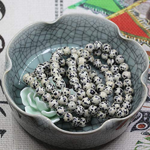 Amandastone Natural Gemstone 8mm Round Beads Stretch Bracelet 7 Inch - color: Dalmatian Jasper