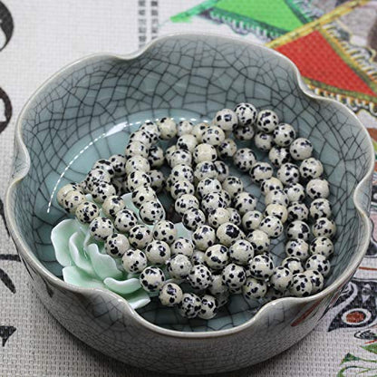 Amandastone Natural Gemstone 8mm Round Beads Stretch Bracelet 7 Inch - color: Dalmatian Jasper