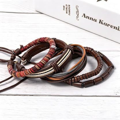 Gothic Bracelet Adjustable Punk Braided Leather Multilayer Grunge Set Bracelets Emo Metal Cuff Wrap Bangles Meaningful Gift - color: J-BZ-16