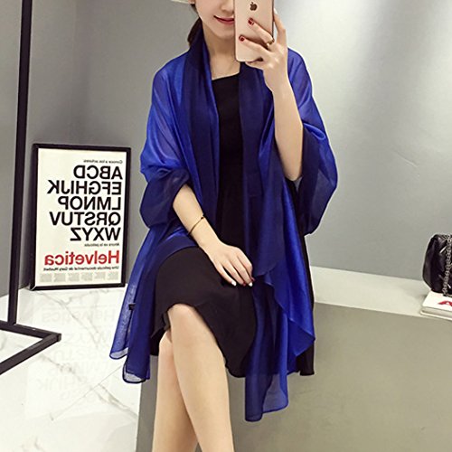 Cotton Silk Scarf Elegant Soft Wraps Color Shade Scarves for Women - color: Royal Blue