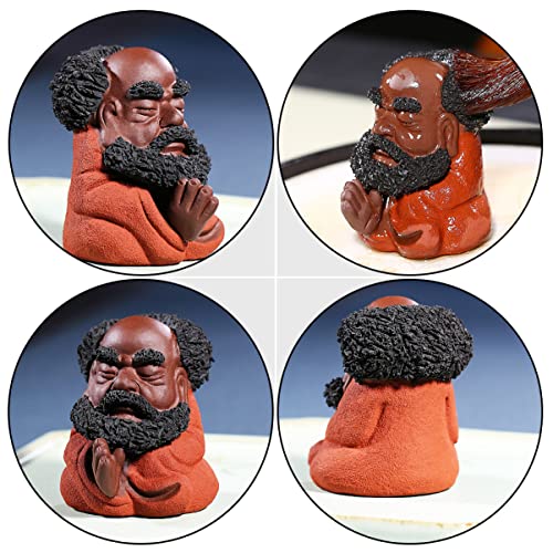 PRETYZOOM Bodhidharma Purple Clay Tea Table Ornament Decorative Zen Sculpture for Home and Office Unique Indoor Desktop Decor Creative Tea Ceremony Accessory