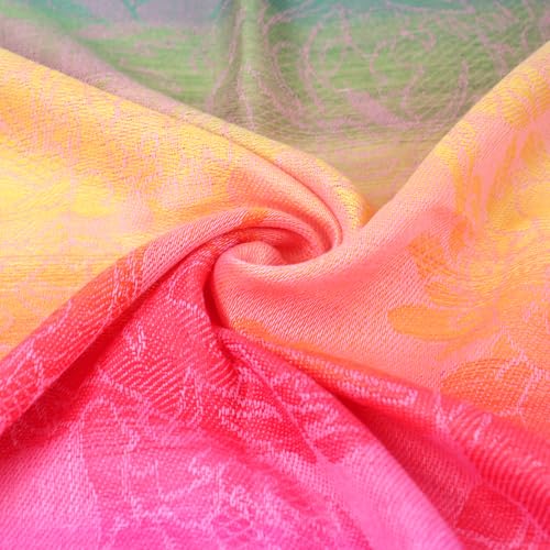 Rave Pashmina Scarf, Fashion Colorful Shawls and Wraps Soft Festival Scarves - color: C-salmon (Flower Pattern)