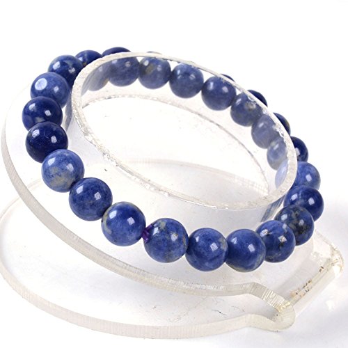 Justinstones 8mm Round Beads Stretch Bracelet 7 Inch Unisex - color: Blue Sodalite