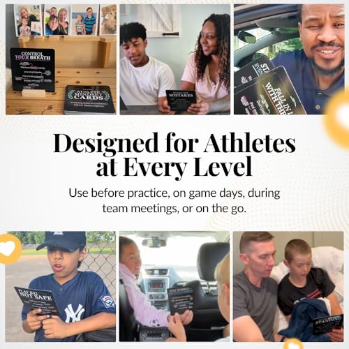 Athlete Motivation Cards – 52 Athlete Mindset Cards for Confidence, Mental Toughness & Discipline – Daily Motivation for Athletes & Coaches – Includes Wooden Display Stand - style: Athlete Mindset