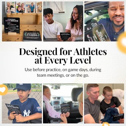 Athlete Motivation Cards – 52 Athlete Mindset Cards for Confidence, Mental Toughness & Discipline – Daily Motivation for Athletes & Coaches – Includes Wooden Display Stand - style: Athlete Mindset