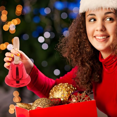 jojofuny 2 Pack Hand Bells with Handle Metal Rattle Ring Bell for Outdoor Camping Safety Holiday Decoration Classroom Use 4.72X2.48X2.48 Inch