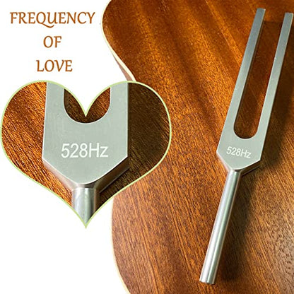 528 Hz Tuning Fork with Resonance Box, Aluminum Alloy, Wooden Speaker, Ideal for Sound Healing, SPA Aromatherapy, Tuning Fork Resonance Teaching, Hearing Tests, Meditation etc. - size: MI 528 hz (wood)