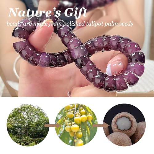 Roe Dolph Bodhi Bead Fidget Anxiety Bracelet for Women Men Chunky Stretch Beaded Mindful Jewelry Daily Reminder Gift for Mom Wife Friend - color: B2:purple