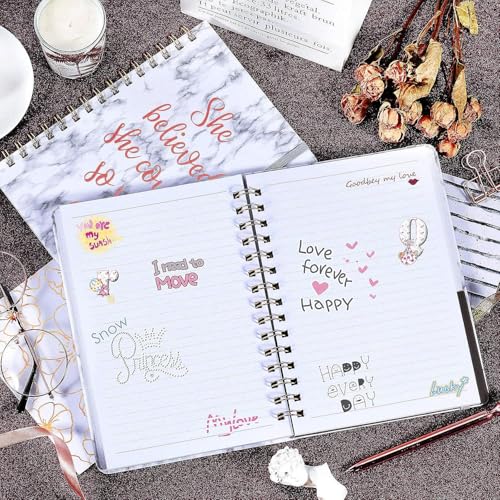 Ruled Notebook/Journal - Spiral Notebook with Premium Thick Paper, 8.5" X 6.4", College Ruled Spiral Notebooks, Waterproof Hardcover, Perfect for Daily - color: black white
