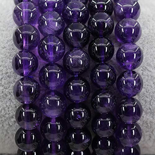 Keleny Gem Semi Precious Gemstones 8mm Round Beads Crystal Stretch Bracelets 7 Inch Unisex - color: Purple A Grade Amethyst