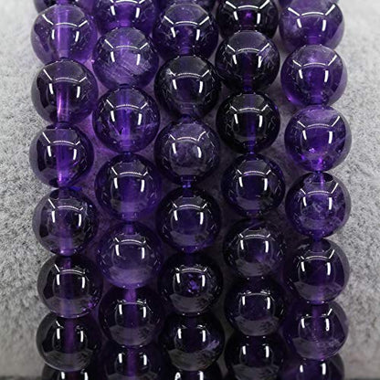 Keleny Gem Semi Precious Gemstones 8mm Round Beads Crystal Stretch Bracelets 7 Inch Unisex - color: Purple A Grade Amethyst