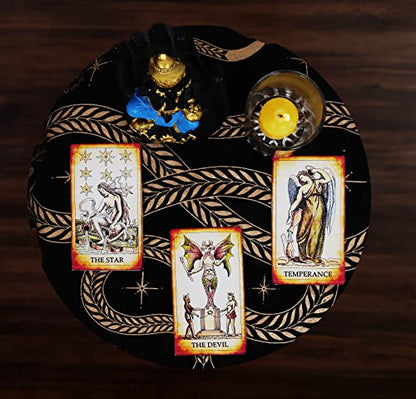 Indian Consigners Snake Altar Tarot Table Cloth Witchcraft Spread Cotton Tarot Spread Black Gold 18 Inch - size: 18" x 18" (Square)