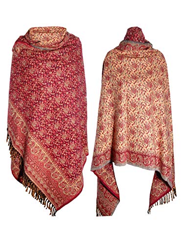 MAROON BEIGE BLUE FLORAL BLANKET SCARF LUXURY PREMIUM QUALITY HANDMADE FASHION SCAR MADE OF YAK WOOL Shawl Blanket stole unisex Travel Wrap Meditation Soft gift for her