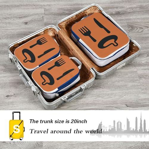 Stackable 3 Set Packing Travel Bags Polyester Travel Bags for Luggage, Hungry Fork Look (3 Set) - color: Hungry Fork Look