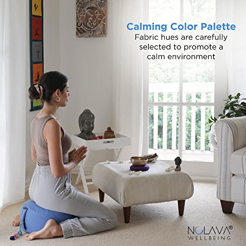 NOLAVA Round Zafu Cushions 15"x6" & Zabuton Meditation Cushions 32"x28"x3" - Premium Comfort for Mindful Practices - Yoga Bolster Pillow & Meditation Floor Pillow Essentials - color: BLUE