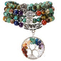Bivei 108 Mala Beads Bracelet - 7 Chakra Tree of Life Real Healing Gemstone Yoga Meditation Mala Prayer Bead Necklace