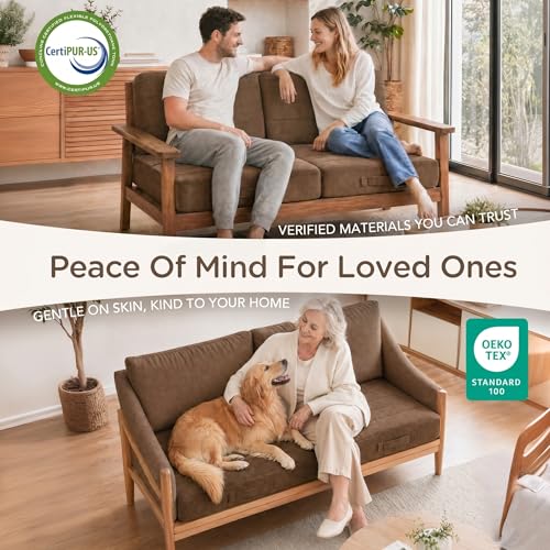 Codi Thick Replacement Couch Cushions, Upholstery Foam with Washable Covers for Sofa Cushion Chair Meditation - 24 × 24 × 5 Inch | High Density Foam, Coffee - color: Coffee, size: 24 Inch (Pack of 1)