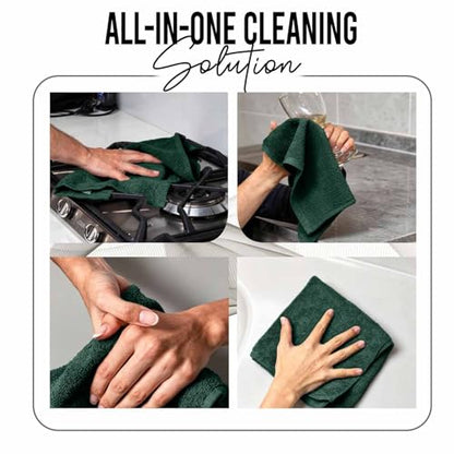 RIVERSIDE Pack of 24 Wash Cloths for Showering, 12 x 12 Inches, Super Soft & Absorbent, 100% Cotton Washcloths Premium Quality Flannel Face Cloths for Bathroom, Gym, Spa (Hunter Green, 24 Pack) - color: Hunter Green