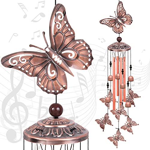 Solawindchime Outdoor Butterfly Wind Chimes, Butterfly Memorial Wind Chimes, Gift Wind Chime, Butterfly Wind Bell, Gifts for Women, for Home, Garden, Indoor, Outdoor Decoration, Garden Wind Chime