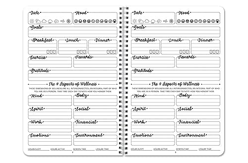 BookFactory Wellness Journal/Personal Health Diary/Mental and Physical Wellness Book - 100 Pages, Wire-O, 6'' x 9'' (DX) (Made in USA) - style: Wellness Wire-O