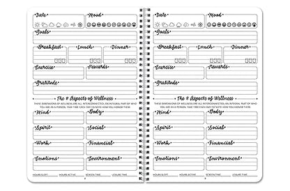 BookFactory Wellness Journal/Personal Health Diary/Mental and Physical Wellness Book - 100 Pages, Wire-O, 6'' x 9'' (DX) (Made in USA) - style: Wellness Wire-O