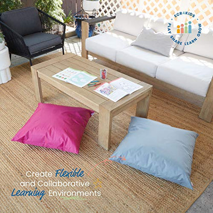 ECR4Kids Jumbo Indoor/Outdoor Kids Floor Pillow Cushion, 27in x 27in, Classroom Essentials, Light Grey - color: Grey