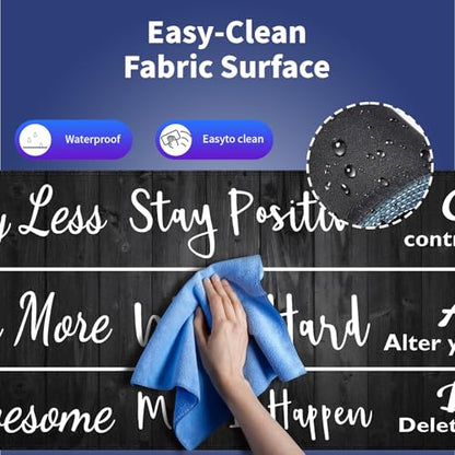 Extra Large Gaming & Office Mouse Pad (31.5" x 11.8") – Stay Positive Work Hard Inspirational Quote & Rustic Black Wood Grain, Premium Anti-Slip XXL Desk Mat with Durable Stitched Edges - color: Inspirational Black Wood