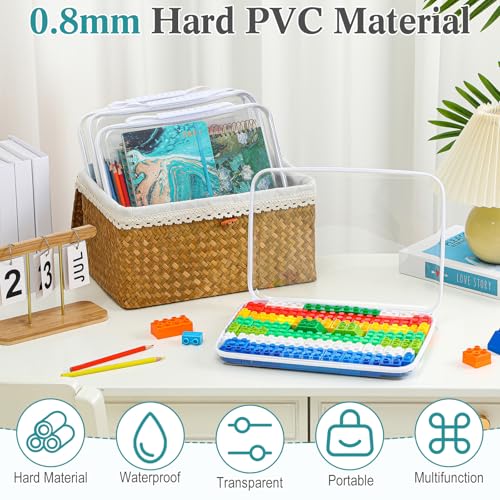 Sanwuta 4 Pcs Clear Hard Zipper Case with Handle Office Storage Cases Hard Plastic Pouches Transparent Bins for Crafts, Snacks, Cosmetics, Puzzles(12.6 x 9 x 2 Inches,White) - size: 12.6 x 9 x 2 Inches