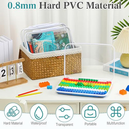 Sanwuta 4 Pcs Clear Hard Zipper Case with Handle Office Storage Cases Hard Plastic Pouches Transparent Bins for Crafts, Snacks, Cosmetics, Puzzles(12.6 x 9 x 2 Inches,White) - size: 12.6 x 9 x 2 Inches
