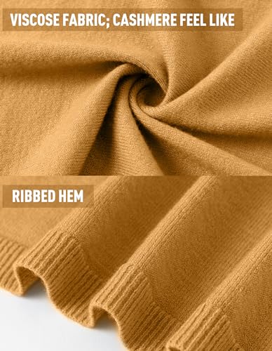 PULI Women's Versatile Knitted Shawls Scarf Poncho Sweater with Buttons Lightweight Spring Summer Fall Wraps - color: A-ginger Yellow