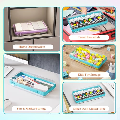 4 Pcs Clear Hard Zipper Case Hard-Sided Premium Storage Case Plastic Clear Hard Shell Zipper Pouch Portable Travel Organizer Box for Building Blocks Puzzles Cosmetics Makeup Pencil (S)