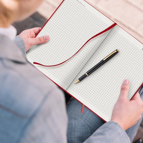 Plexon Graph Paper Notebook, Notebook Journal 160 Pages, Graph Notebook Medium 5.7 inches x 8 inches, 120 GSM Thick Paper, Red, Hardcover - color: Red, style: Graph