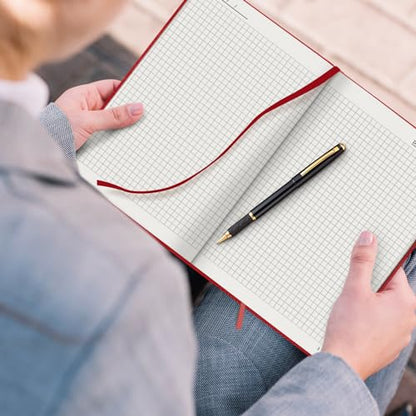 Plexon Graph Paper Notebook, Notebook Journal 160 Pages, Graph Notebook Medium 5.7 inches x 8 inches, 120 GSM Thick Paper, Red, Hardcover - color: Red, style: Graph