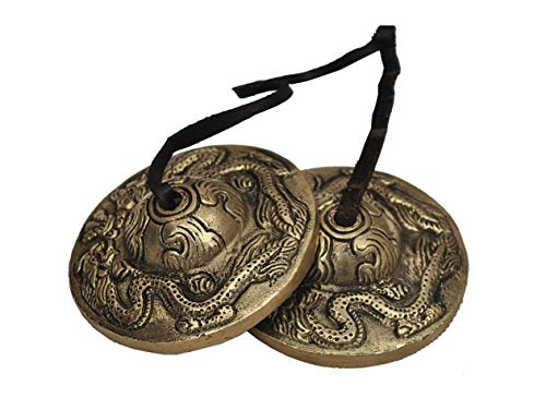 Tibetan Yoga Meditation Cymbals Bell - Dragon Embossed