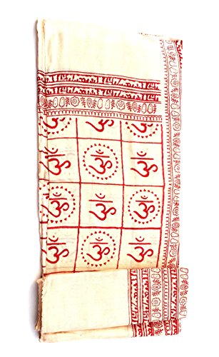 OMA Large OM Sign Block Printed Shawl Soft Scarf For Meditation & Yoga - Premium Quality BRAND - color: Cream