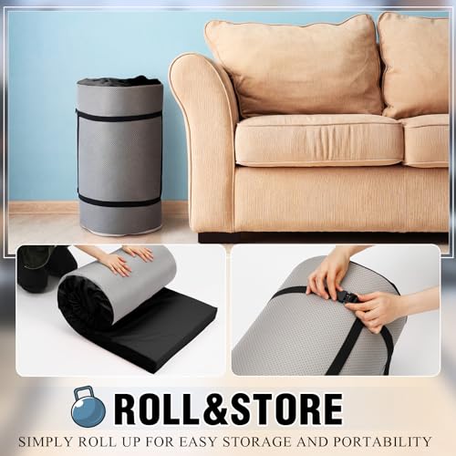 Lyrow 3 Inch 72"x 24" Thick Foldable Yoga Mat with Carry Strap, Non-slip Portable Foam Gym Mat for Yoga, Pilates and Stretching - color: Black