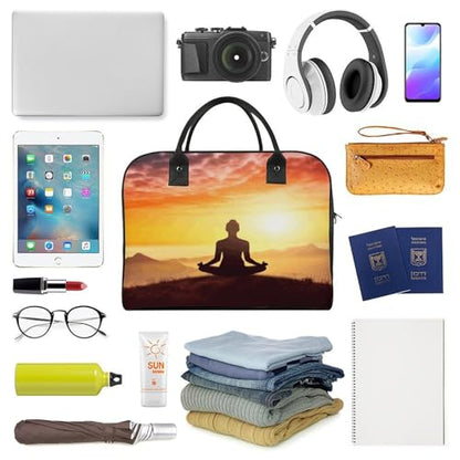 Yoga Meditation Tote Bag Large Handbag Laptop Case Roomy Quilted Carry On Bags for Travel Work Gym