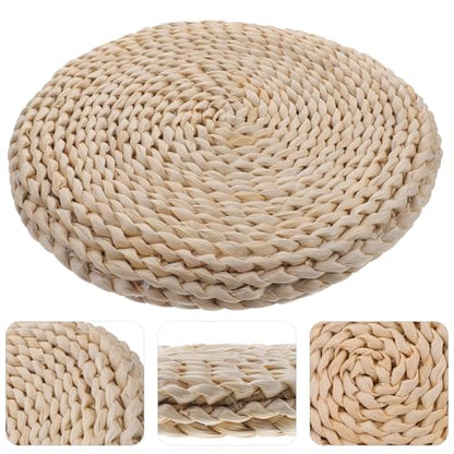 Healifty Woven Meditation Floor Mat Double-Layer 30x30cm Handmade Straw Cushion Thickened Tatami Seat Pad for Indoor Zen Sitting and Yoga
