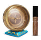 Tibetan Singing Bowl Set - Easy To Play Authentic Handcrafted For Meditation Sound Chakra Yoga Healing 4 Inches By Himalayan Bazaar (Gold & Turquoise) - color: Gold - Turquoise